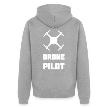 drone - Unisex Premium Organic Zip Hoodie - heather grey - Back - Nico (187cm)