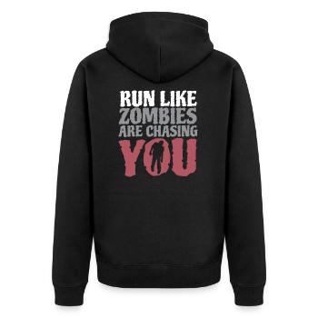 Run Like Zombies Are Chasing You - Unisex Premium Organic Zip Hoodie - black - Back - Nico (187cm)
