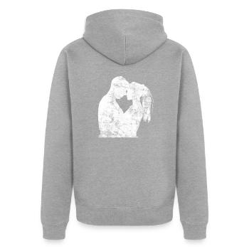 Liebe Paar Liebespaar - Unisex Premium Bio Zip Hoodie - Grau meliert - Hinten - Nico (187cm)