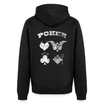 Poker Pokern - Unisex Premium Bio Zip Hoodie - Schwarz - Hinten - Nico (187cm)