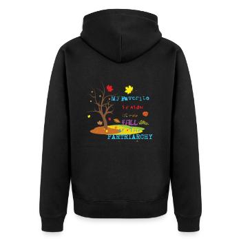 Ma saison préférée est la chute du patriarcat féministe - Veste à capuche bio Premium Unisexe - noir - Dos - Nico (187cm)