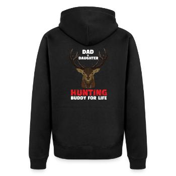 Dad & Daughter Hunting Buddy - Unisex Premium Organic Zip Hoodie - black - Back - Nico (187cm)