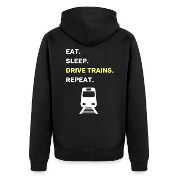Train leader train funny saying - Unisex Premium Organic Zip Hoodie - black - Back - Nico (187cm)