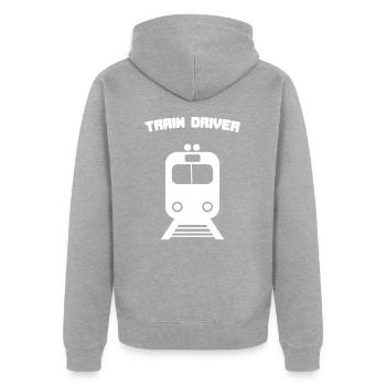Zugführer Zug Lokomotive Gleis - Unisex Premium Bio Zip Hoodie - Grau meliert - Hinten - Nico (187cm)