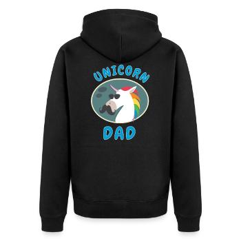 Einhorn-Papa - Unisex Premium Bio Zip Hoodie - Schwarz - Hinten - Nico (187cm)