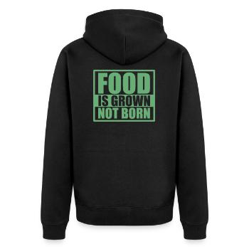 Veganer Spruch Veganes Essen - Unisex Premium Bio Zip Hoodie - Schwarz - Hinten - Nico (187cm)