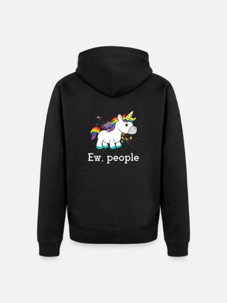 Ew Menschen Einhorn - Unisex Premium Bio Zip Hoodie - Schwarz