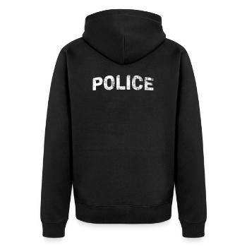 Polizist - Unisex Premium Bio Zip Hoodie - Schwarz - Hinten - Nico (187cm)