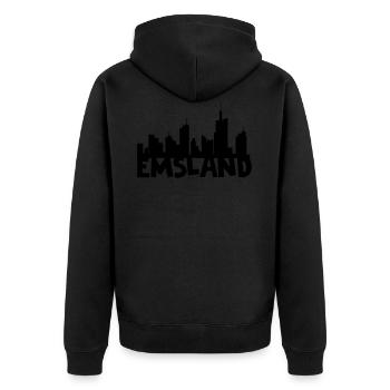Emsland - Unisex Premium Organic Zip Hoodie - black - Back - Nico (187cm)