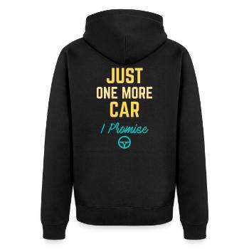 Nur noch ein Auto, das ich verspreche - Unisex Premium Bio Zip Hoodie - Schwarz - Hinten - Nico (187cm)