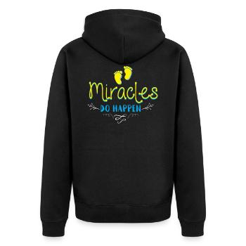 Miracles Do Happen - Unisex Premium Organic Zip Hoodie - black - Back - Nico (187cm)