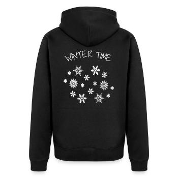 Schneeflocke - Unisex Premium Bio Zip Hoodie - Schwarz - Hinten - Nico (187cm)