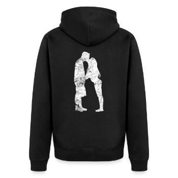 Liebe Paar Liebespaar - Unisex Premium Bio Zip Hoodie - Schwarz - Hinten - Nico (187cm)