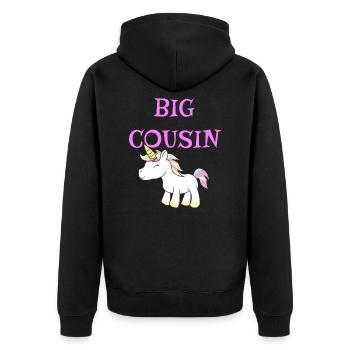 Big Cousin Unicorn - Unisex Premium Organic Zip Hoodie - black - Back - Nico (187cm)