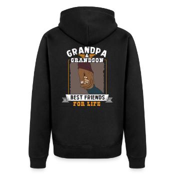 Opa und Enkel - Unisex Premium Bio Zip Hoodie - Schwarz - Hinten - Nico (187cm)