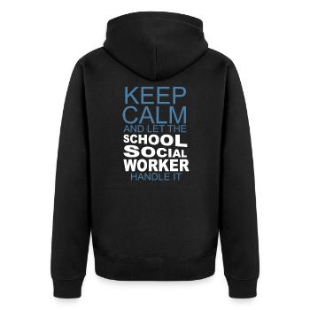 Lassen Sie den Schulsozialarbeiter - Unisex Premium Bio Zip Hoodie - Schwarz - Hinten - Nico (187cm)