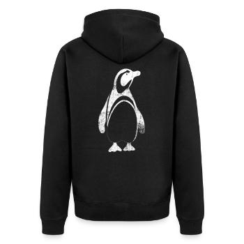 Pinguin - Unisex Premium Bio Zip Hoodie - Schwarz - Hinten - Nico (187cm)