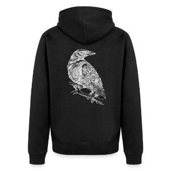Vogel - Unisex Premium Bio Zip Hoodie - Schwarz - Hinten - Nico (187cm)