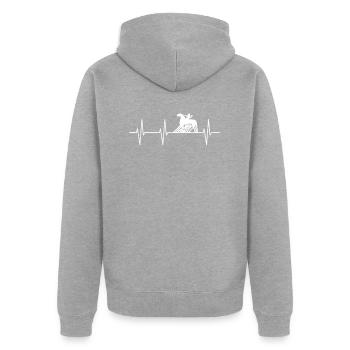 Wikinger - Unisex Premium Bio Zip Hoodie - Grau meliert - Hinten - Nico (187cm)