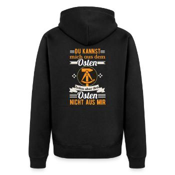 East German Ostalgie Proud East German GDR - Unisex Premium Organic Zip Hoodie - black - Back - Nico (187cm)