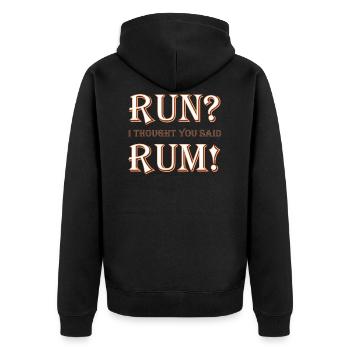 Run, je pensais que tu disais du rhum - Veste à capuche bio Premium Unisexe - noir - Dos - Nico (187cm)