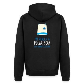 Ich bin wirklich ein Eisbär - Unisex Premium Bio Zip Hoodie - Schwarz - Hinten - Nico (187cm)