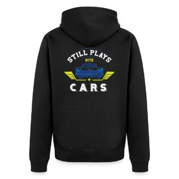 Still Plays With Cars - Unisex Premium Organic Zip Hoodie - black - Back - Nico (187cm)