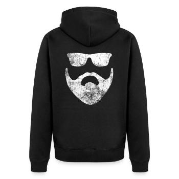 Beard hipster glasses cool - Unisex Premium Organic Zip Hoodie - black - Back - Nico (187cm)