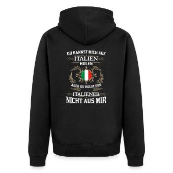 Du kannst mich aus Italien holen Italiener aus mir - Unisex Premium Bio Zip Hoodie - Schwarz - Hinten - Nico (187cm)