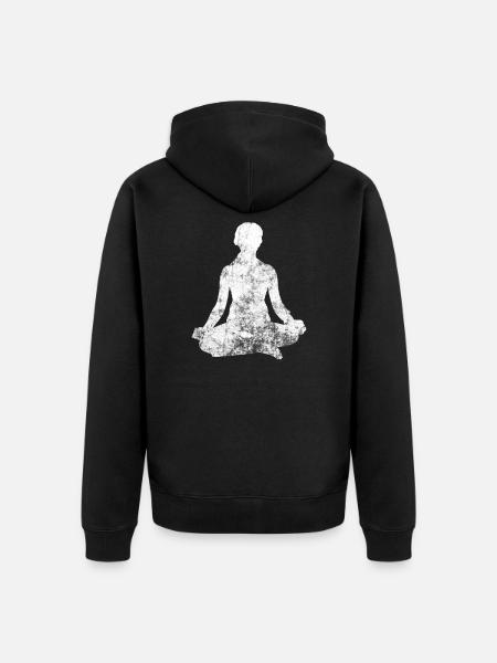 meditation - Unisex Premium Organic Zip Hoodie - black