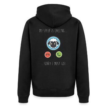 My Sheep Is Calling - Unisex Premium Organic Zip Hoodie - black - Back - Nico (187cm)