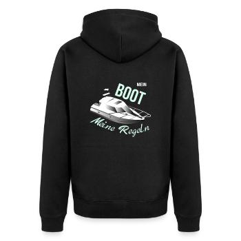 Funny My Boat My Rules Ship Owner - Unisex Premium Organic Zip Hoodie - black - Back - Nico (187cm)