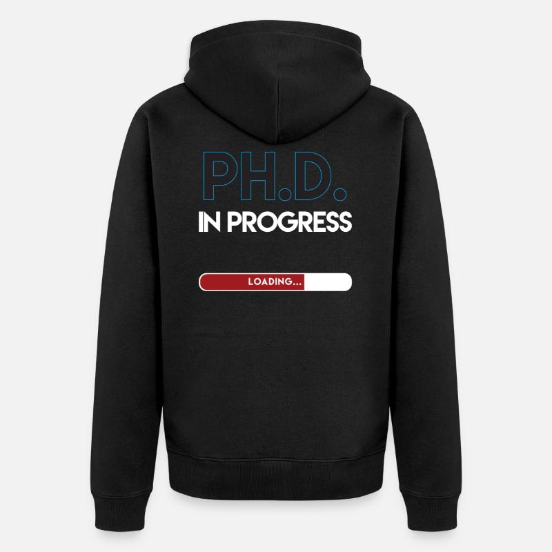 Doktorarbeit wird geladen - Unisex Premium Bio Zip Hoodie - Schwarz