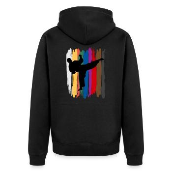 Taekwondo Belts Silhouette - Unisex Premium Organic Zip Hoodie - black - Back - Nico (187cm)