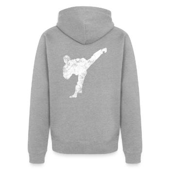 art martial - Veste à capuche bio Premium Unisexe - gris chiné - Dos - Nico (187cm)