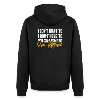 Ich will nicht, dass ich im Ruhestand bin - Unisex Premium Bio Zip Hoodie - Schwarz - Hinten - Nico (187cm)