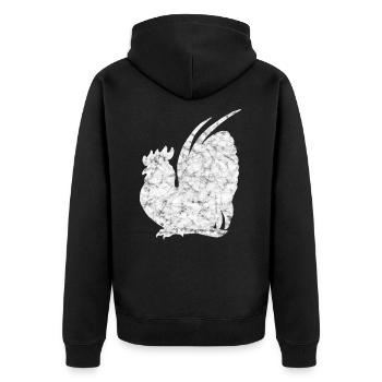 Rooster - Unisex Premium Organic Zip Hoodie - black - Back - Nico (187cm)