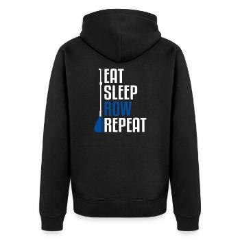 Wiederholen Sie die Schlafreihenfolge - Unisex Premium Bio Zip Hoodie - Schwarz - Hinten - Nico (187cm)