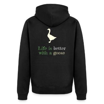 Life Is Better With A Goose - Unisex Premium Organic Zip Hoodie - black - Back - Nico (187cm)