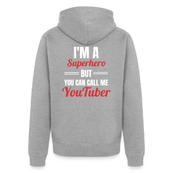 Youtuber - Unisex Premium Bio Zip Hoodie - Grau meliert - Hinten - Nico (187cm)