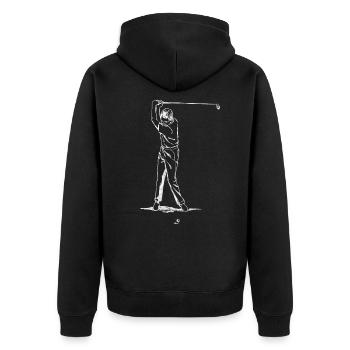Golfer Golf Golfen - Unisex Premium Bio Zip Hoodie - Schwarz - Hinten - Nico (187cm)