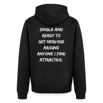 Gifts for Singles Funny Humorous Gift - Unisex Premium Organic Zip Hoodie - black - Back - Nico (187cm)