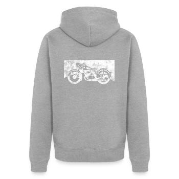 Biker - Unisex Premium Organic Zip Hoodie - heather grey - Back - Nico (187cm)