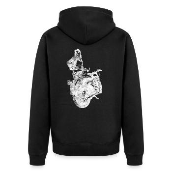 Biker Motorradfahren Motorrad Motorradfahrerin - Unisex Premium Bio Zip Hoodie - Schwarz - Hinten - Nico (187cm)