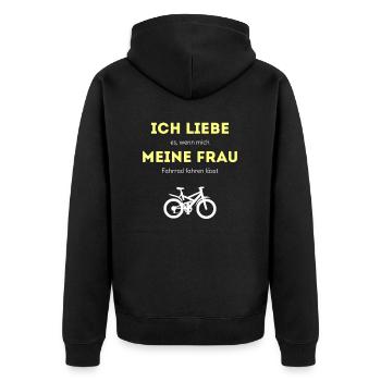 Mountainbiker Mountainbike lustiger Spruch - Unisex Premium Bio Zip Hoodie - Schwarz - Hinten - Nico (187cm)