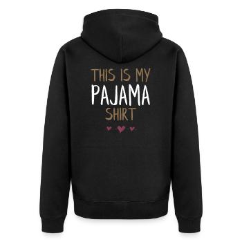Dies ist mein Pyjama-Shirt - Unisex Premium Bio Zip Hoodie - Schwarz - Hinten - Nico (187cm)