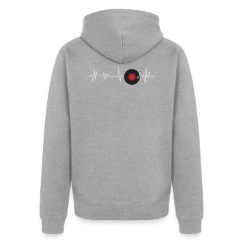 Pulsation en vinyle - Veste à capuche bio Premium Unisexe - gris chiné - Dos - Nico (187cm)