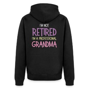 I'm Not Retired - Unisex Premium Organic Zip Hoodie - black - Back - Nico (187cm)