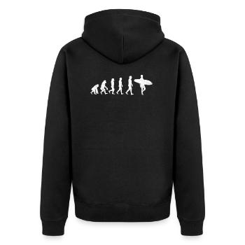 Surfen Evolution - Unisex Premium Bio Zip Hoodie - Schwarz - Hinten - Nico (187cm)