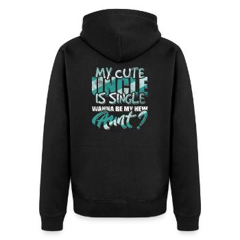 Mein süßer Onkel ist Single - Unisex Premium Bio Zip Hoodie - Schwarz - Hinten - Nico (187cm)